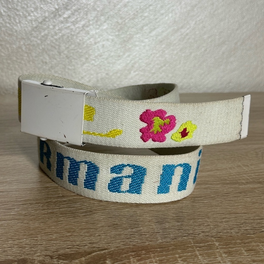 Armani Exchange Women M White Canvas Multicolor Belt